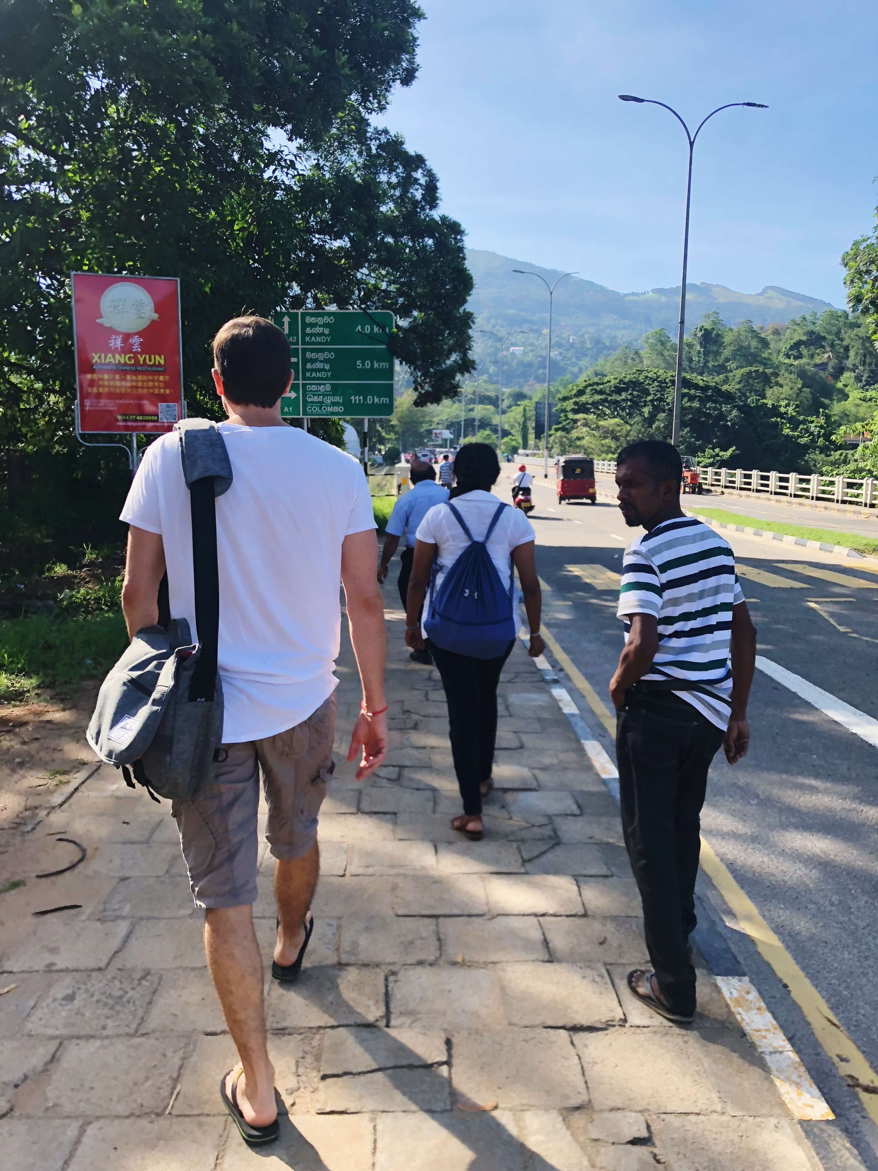 Walking to the Bus Stop in Kandy, Sri Lanka